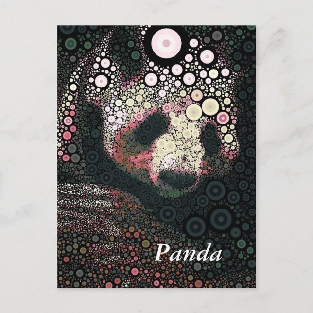 Pop Art Giant Panda Rosa Gult Postcard Vykort (Framsida)