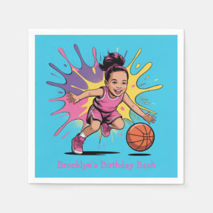 Pop Art Girl Basketball Birthday Bash Pappersservett