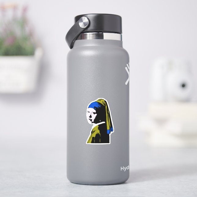Pop Art Girl Pearl Earring Klistermärken (HydroFlask)