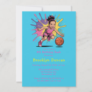 Pop Art Girls Basketball Birthday Bash Inbjudningar