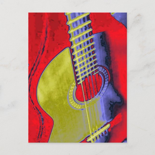 Pop Art Gitarr Vykort (Framsida)