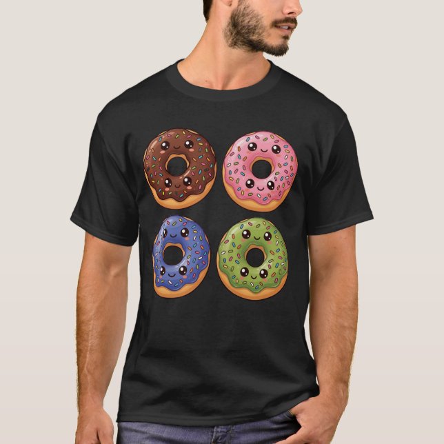 Pop Art-glaserade munkar Kawaii T-Shirt (Framsida)