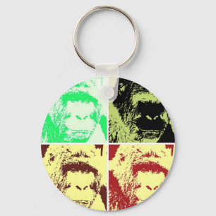 Pop Art Gorilla Ansikte Nyckelring
