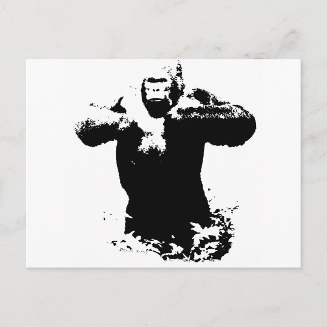 Pop Art Gorilla Beating Chest Postcard Vykort (Framsida)