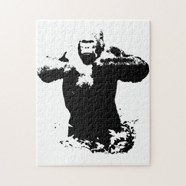 Pop Art Gorilla Beating Chest Vilda djur Pussel (Vertikal)