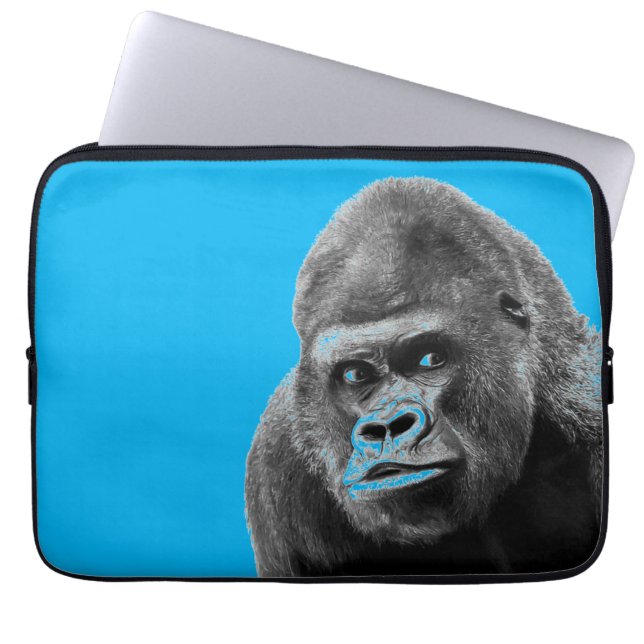 Pop Art Gorilla Blue Grått Laptop Fodral (Framsidan)