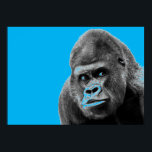 Pop Art Gorilla Blue Grått Poster<br><div class="desc">Digital Computer Animal Art - College Pop Art - Vild Animal Computer Bilder</div>