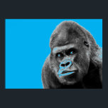Pop Art Gorilla Blue Grått Poster<br><div class="desc">Digital Computer Animal Art - College Pop Art - Vild Animal Computer Bilder</div>