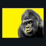 Pop Art Gorilla Gult Grått Poster<br><div class="desc">Digital Computer Animal Art - College Pop Art - Vild Animal Computer Bilder</div>