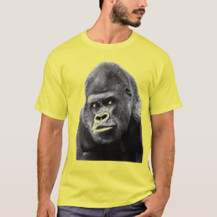 Pop Art Gorilla Gult Grått T Shirt
