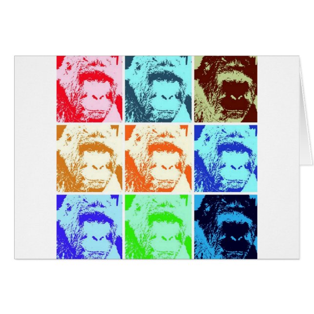 Pop Art Gorilla Hälsningskort (Framsidan Horizontal)