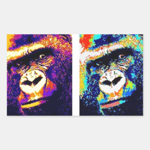 Pop Art Gorillas Rektangulärt Klistermärke