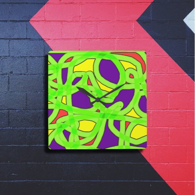 Pop Art Graffiti Fyrkantig Klocka (Skapare uppladdad)