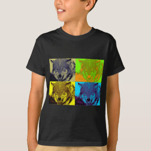 Pop Art Grått-Varg T Shirt