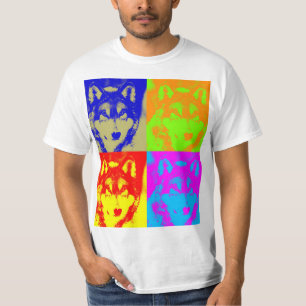 Pop Art Grått-Varg T Shirt