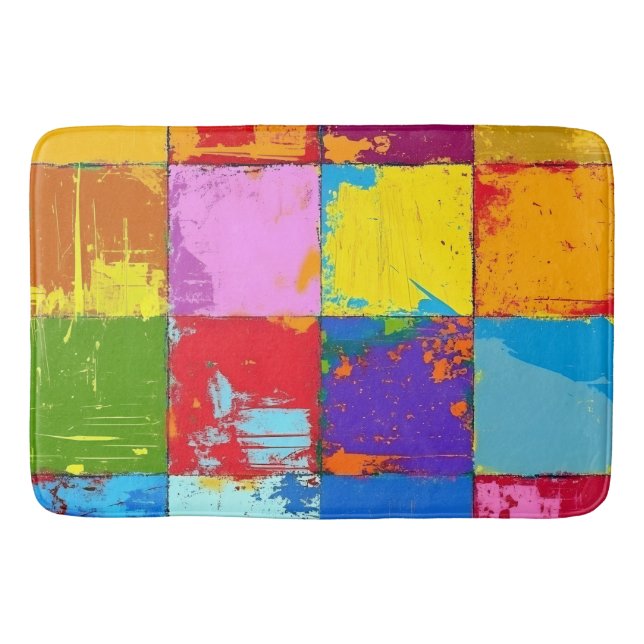 Pop Art grunge Färg Blocks Badrumsmatta (Framsidan)