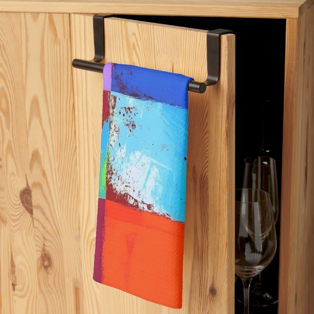 Pop Art grunge Färg Blocks Kökshandduk (Thirds Fold)