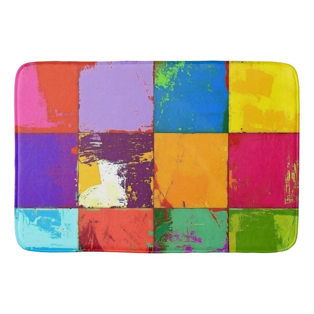 Pop Art grunge Färgblock Badrumsmatta (Framsidan)