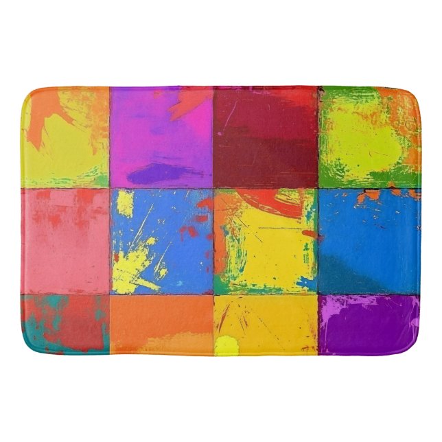 Pop Art grunge Färgblock Badrumsmatta (Framsidan)
