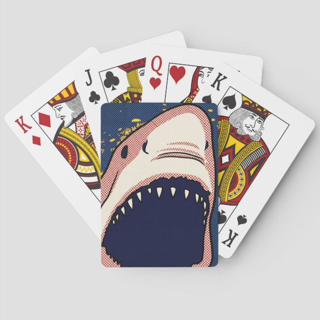 Pop Art Hajkäke Halvtonsrutnätspanel Casinokort (Baksidan)