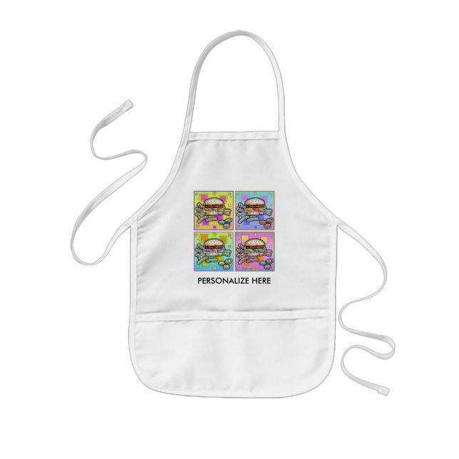 Pop Art HAMBURGER APRON - BABY BIB Barnförkläde (Framsidan)