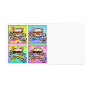 POP Art HAMBURGER AVERY-ETIKETTER Fraktsedel