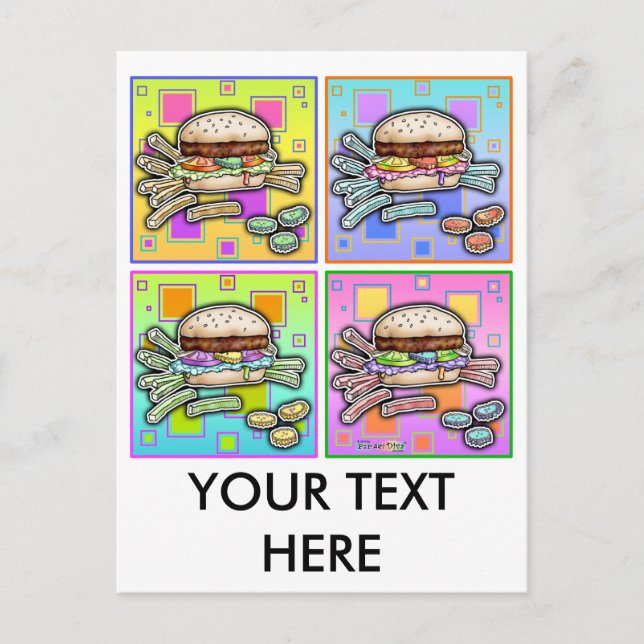 POP Art HAMBURGER POSTCARD Vykort (Framsida)