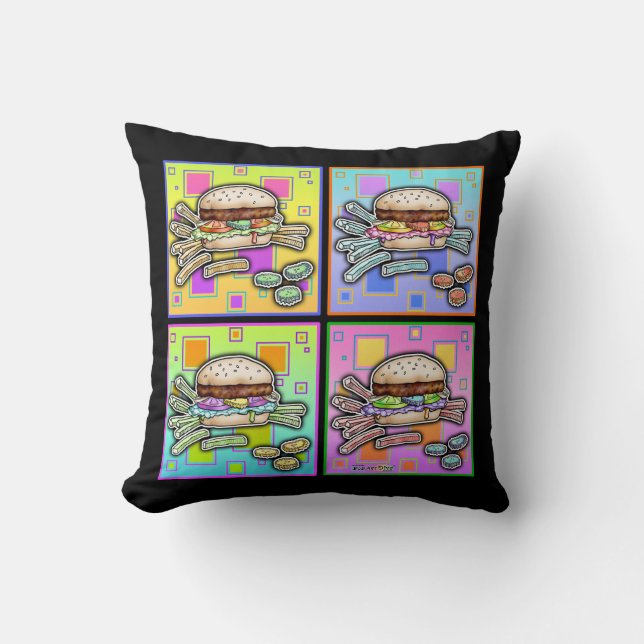 Pop Art HAMBURGER Reversible DEKORATIV KUDDE (Framsida)