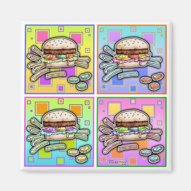 POP Art HAMBURGER (Sq) MAGNET (Framsidan)