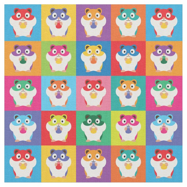 Pop Art Hamsters Fabric Tyg (Närbild)