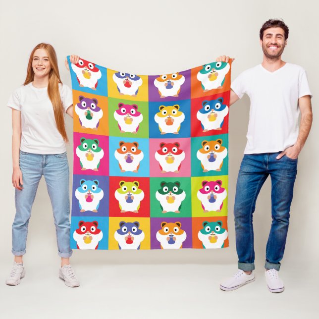 Pop Art Hamsters Fleece Blanket (På plats)