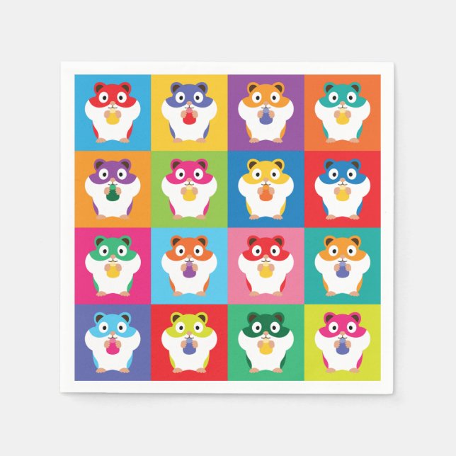 Pop Art Hamsters Napkins Pappersservett (Framsidan)