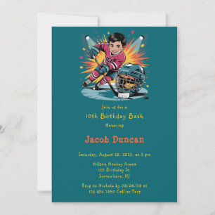 Pop Art Hockey Player Birthday Bash Inbjudningar