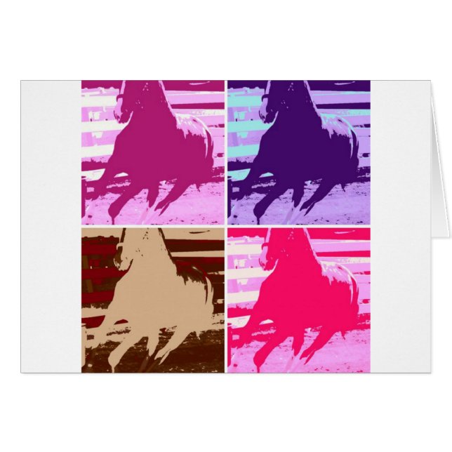 Pop Art Horses Hälsningskort (Framsidan Horizontal)