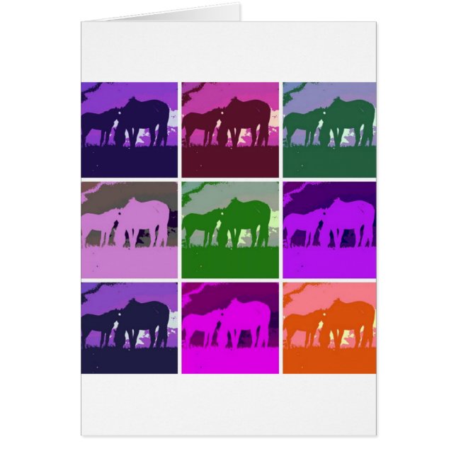 Pop Art Horses Hälsningskort (Framsidan)