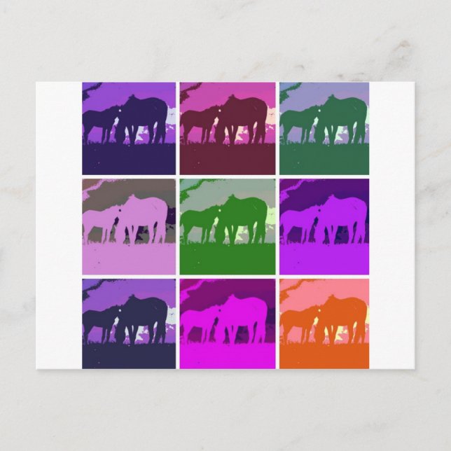 Pop Art Horses Vykort (Framsida)