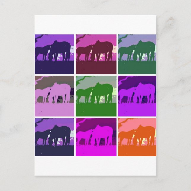 Pop Art Horses Vykort (Framsida)