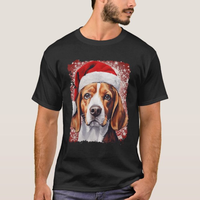 Pop Art Hund Beagle Jul  T Shirt (Framsida)