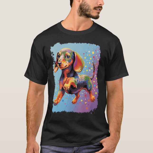 Pop Art Hund Cute Dachshund T Shirt (Framsida)