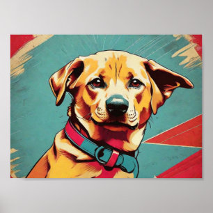 Pop Art Hund Photo - Modern Retro Färg Block Poste Poster