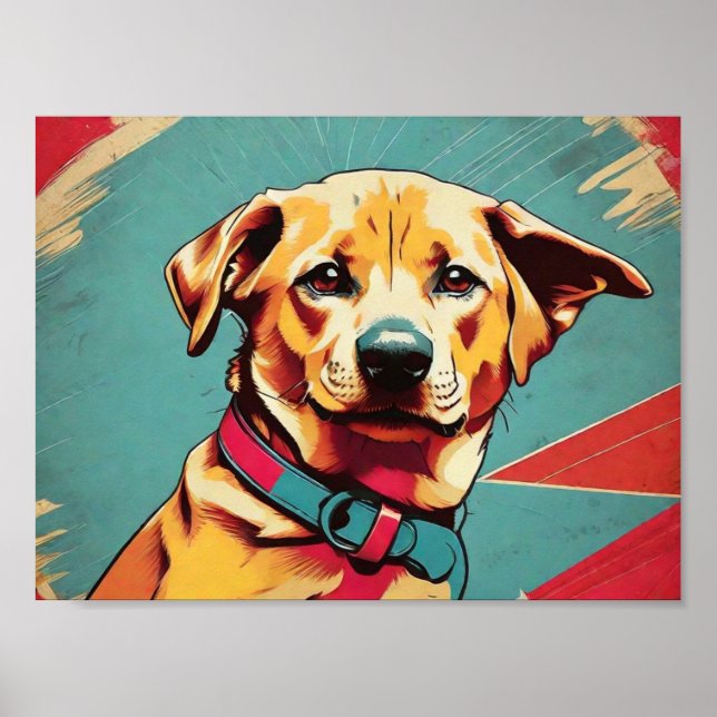 Pop Art Hund Photo - Modern Retro Färg Block Poste Poster (Framsidan)