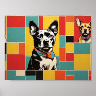 Pop Art Hund Photo - Modern Retro Färg Block Poste Poster