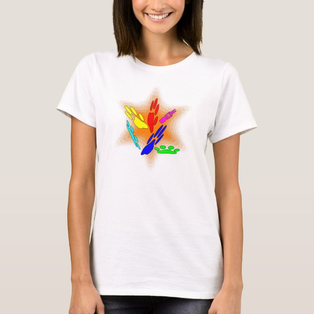 Pop Art Hund Tass avtryck T Shirt (Framsida)