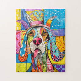 Pop-Art Hundporträtt i Retro Stil Pussel