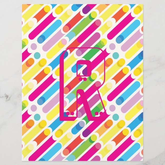 Pop Art i Monogram Rainbow Diagonal Linjer Mönster (Framsida)