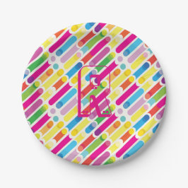 Pop Art i Monogram Rainbow Diagonal Linjer Mönster