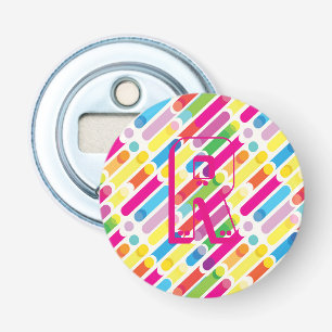 Pop Art i Monogram Rainbow Diagonal Linjer Mönster Flasköppnare