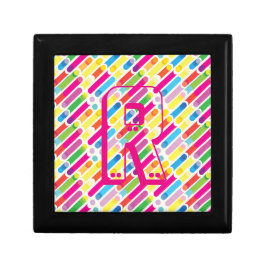 Pop Art i Monogram Rainbow Diagonal Linjer Mönster Minnesask