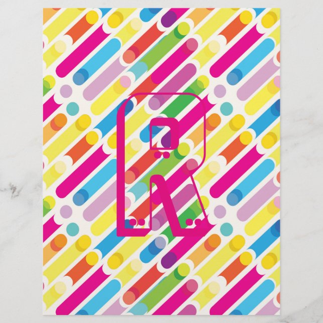 Pop Art i Monogram Rainbow Diagonal Linjer Mönster Reklamblad (Framsidan)