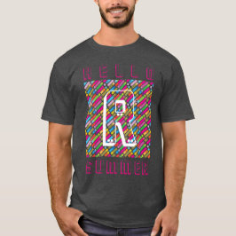 Pop Art i Monogram Rainbow Diagonal Linjer Mönster T Shirt
